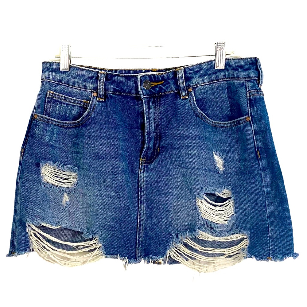 PacSun Distressed Denim Mini Jean Skirt, Size 28/6